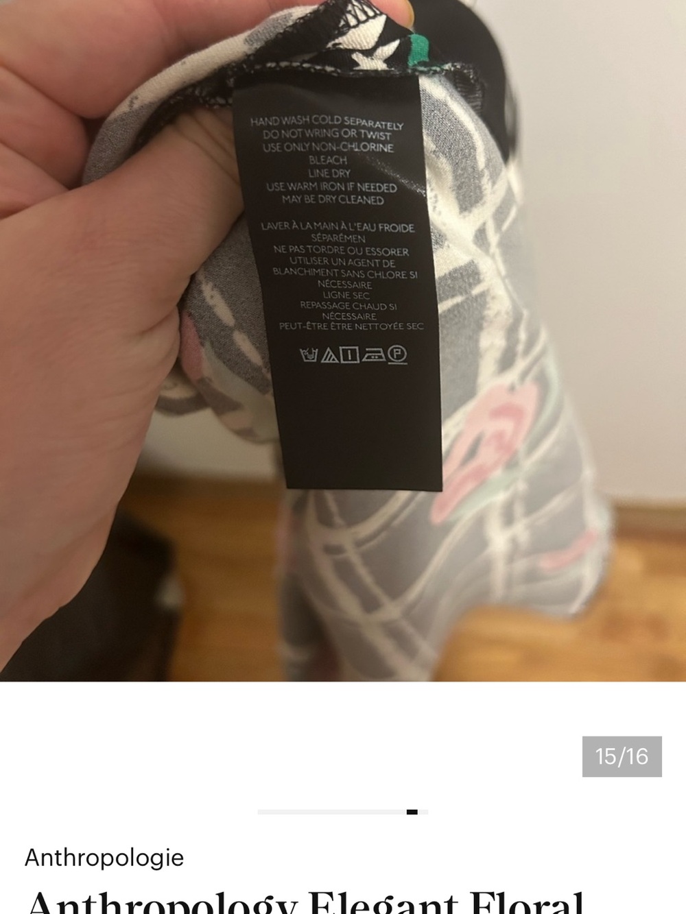 Anthropologie Black Midi Slip Dress with Red Rose Print - Picture 11 of 11
